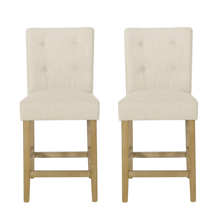 Lark Manor Ajeem Fabric And Rubberwood 26 Inch Counter Stools (Set Of 2